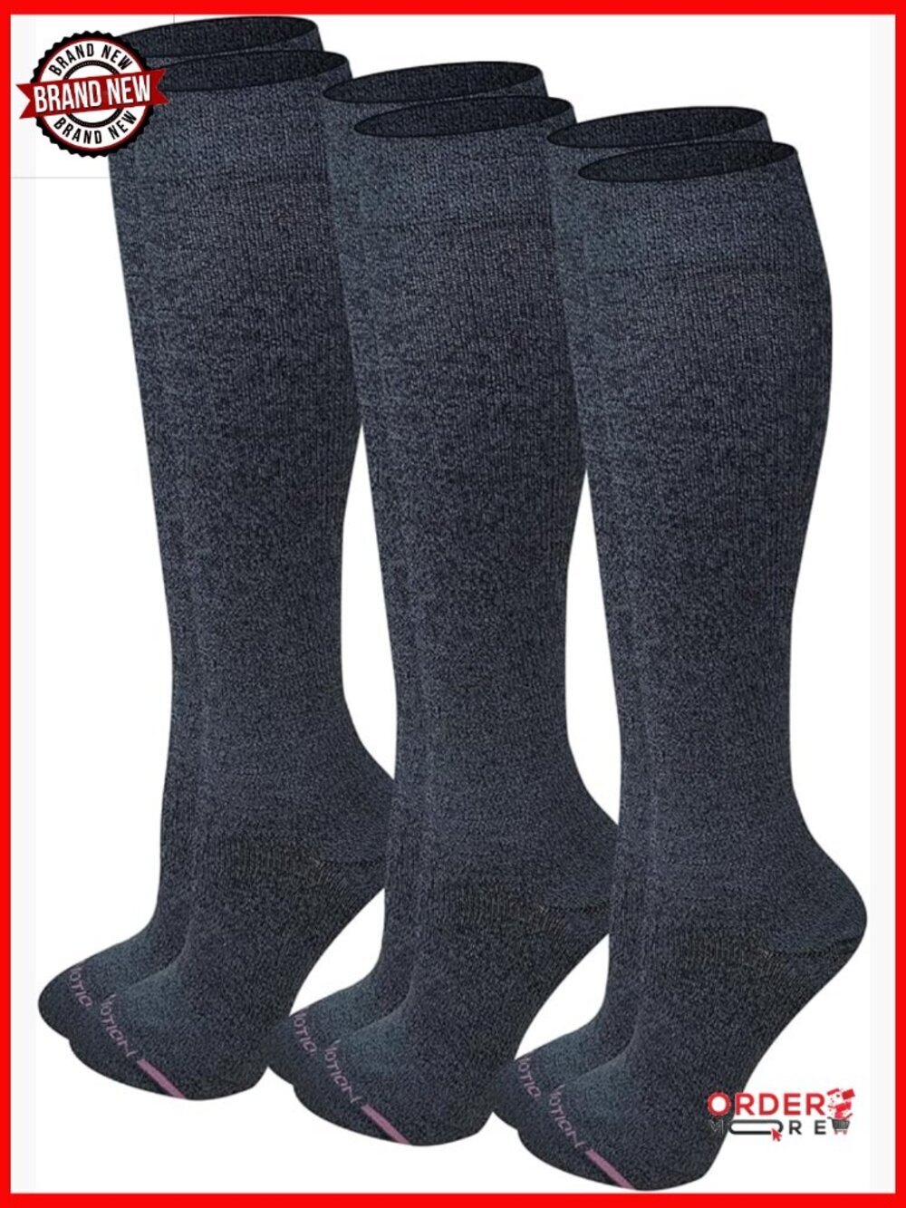 Women's Compression Knee High Socks 3 Pairs Bamboo Blend
